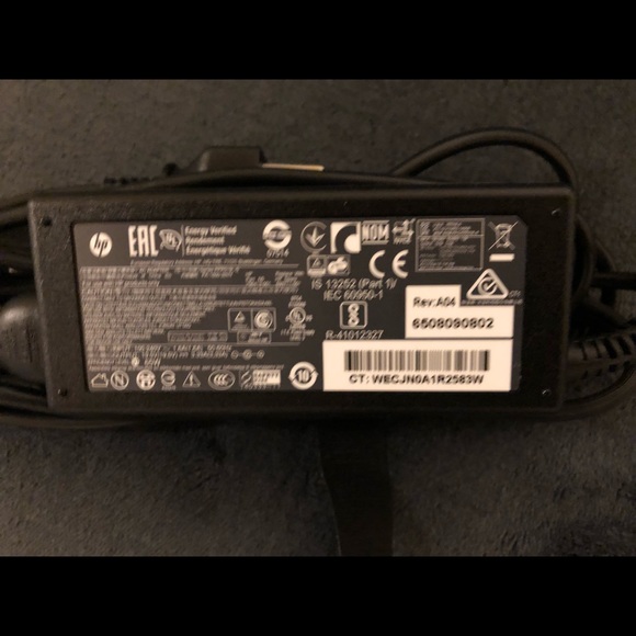 HP Laptop AC Adapter Charger IS 13252 IEC 60950-1 R-41012327 with Cord - Picture 2 of 2
